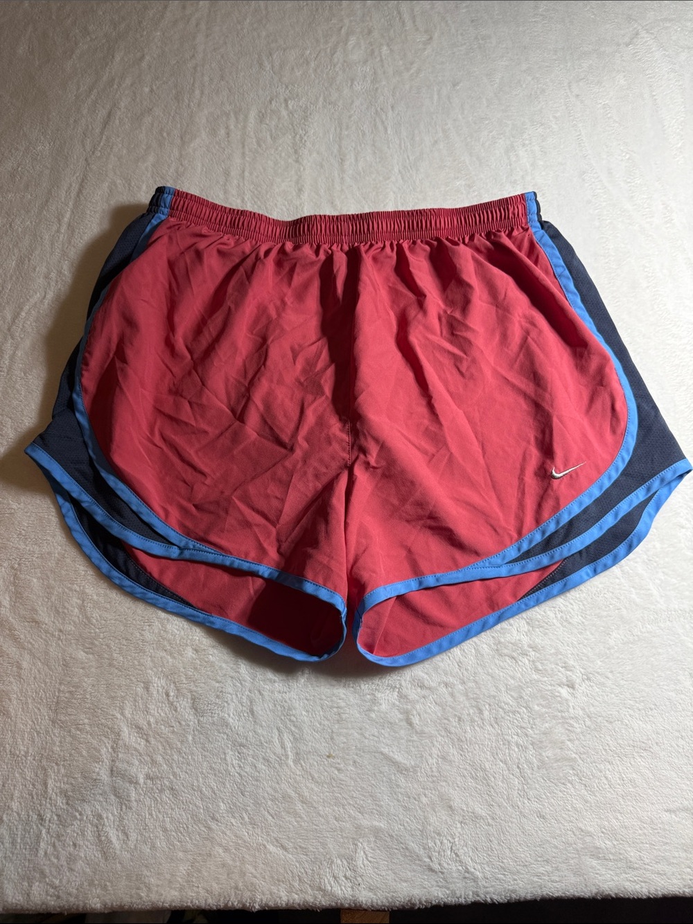 Nike Women’s Dusty Red Athletic Shorts with Blue Trim